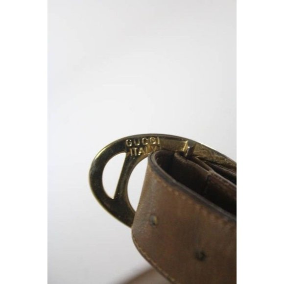 Gucci Vintage Tanmedium Brown Leather Shoulder Bag With Red Green Center - Picture 4 of 12